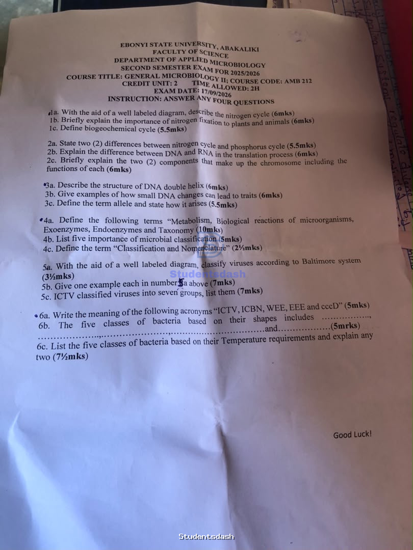 AMB 212 Past Questions and Answers