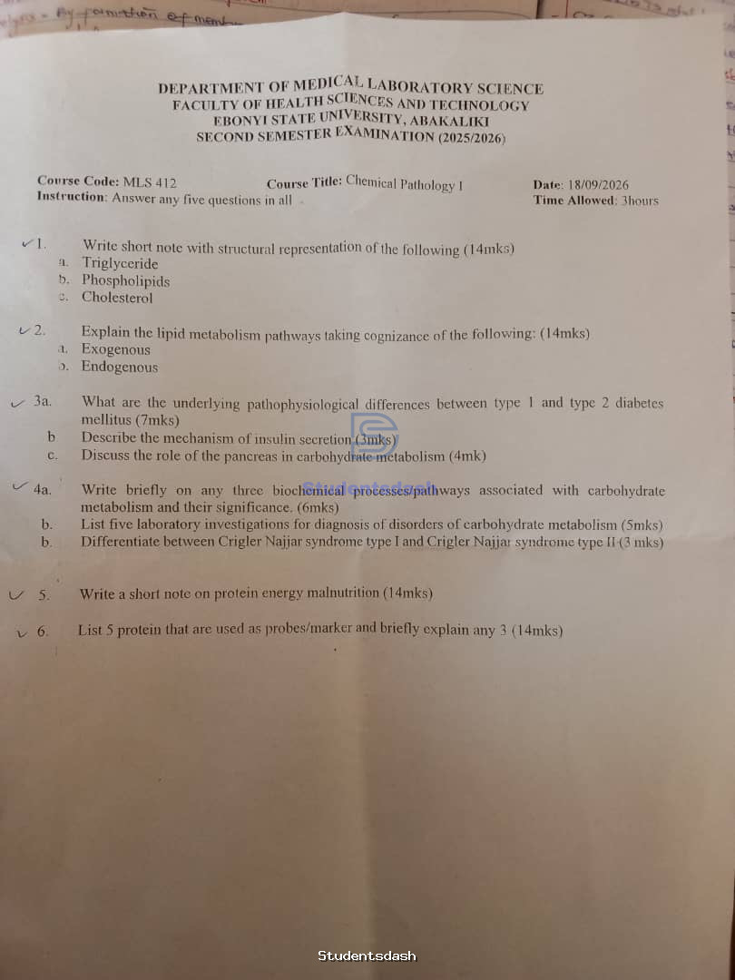 MLS 412 Past Questions and Answers (2025/2026)
