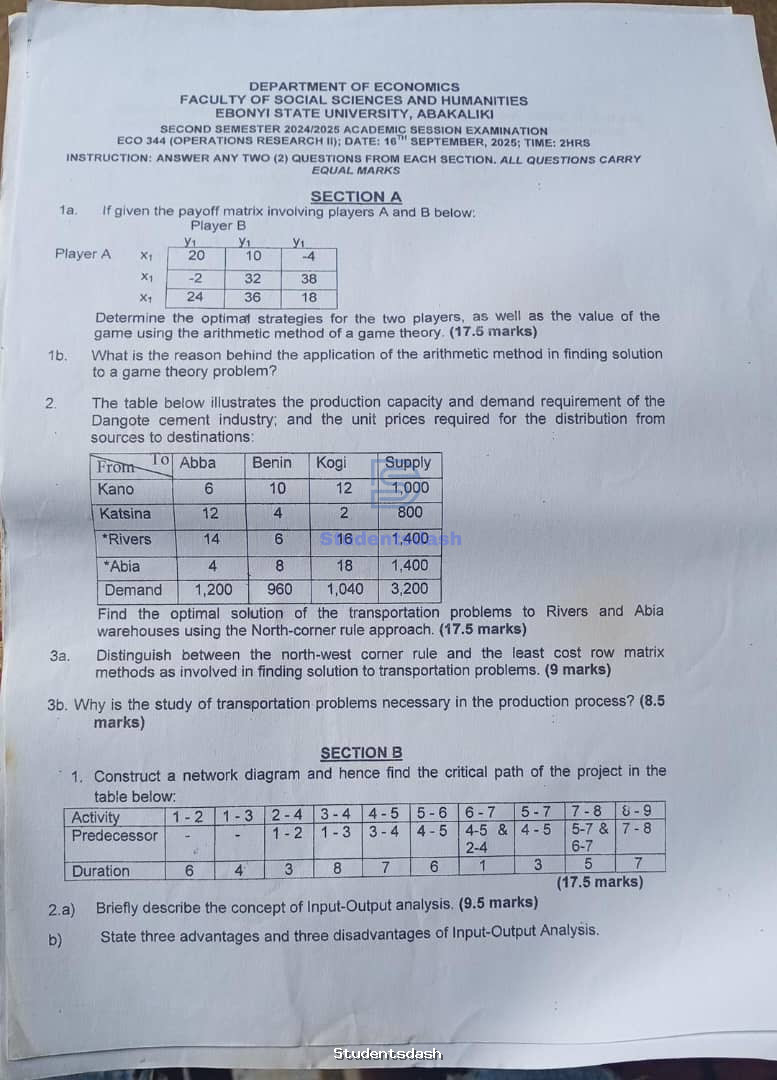ECO 344 Past Questions and Answers 2024/2025