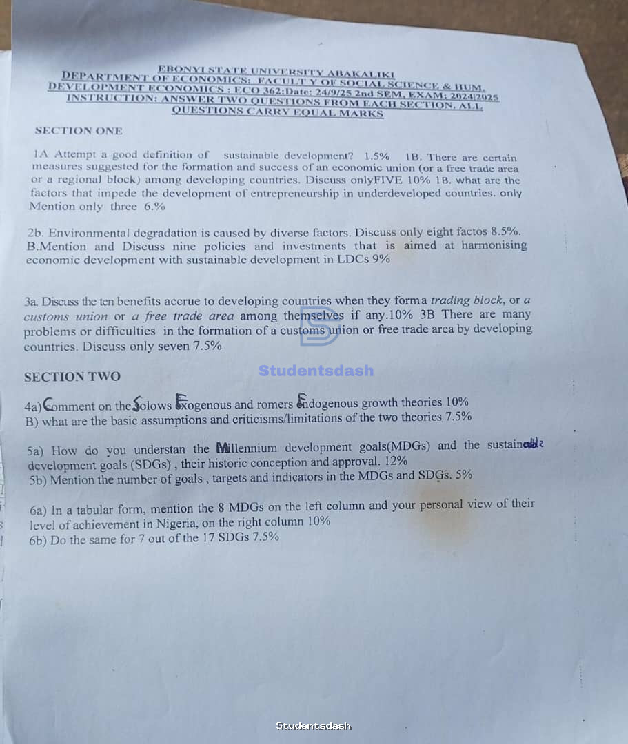 ECO 362 Past Questions and Answers 2024/2025