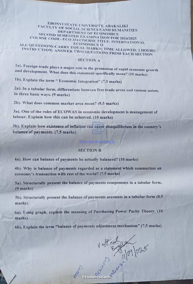ECO 334 Past Questions and Answers
