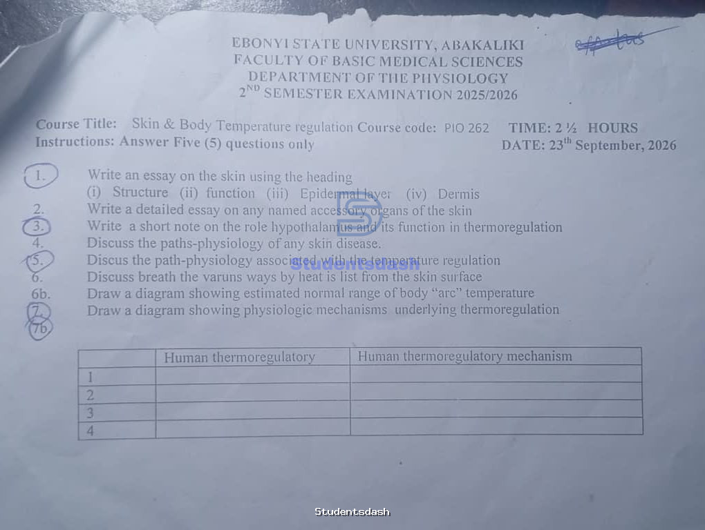 PIO 262 Past Questions and Answers