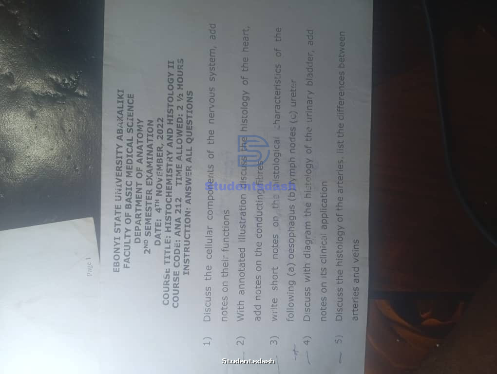 ANA 212 Past Questions and Answers