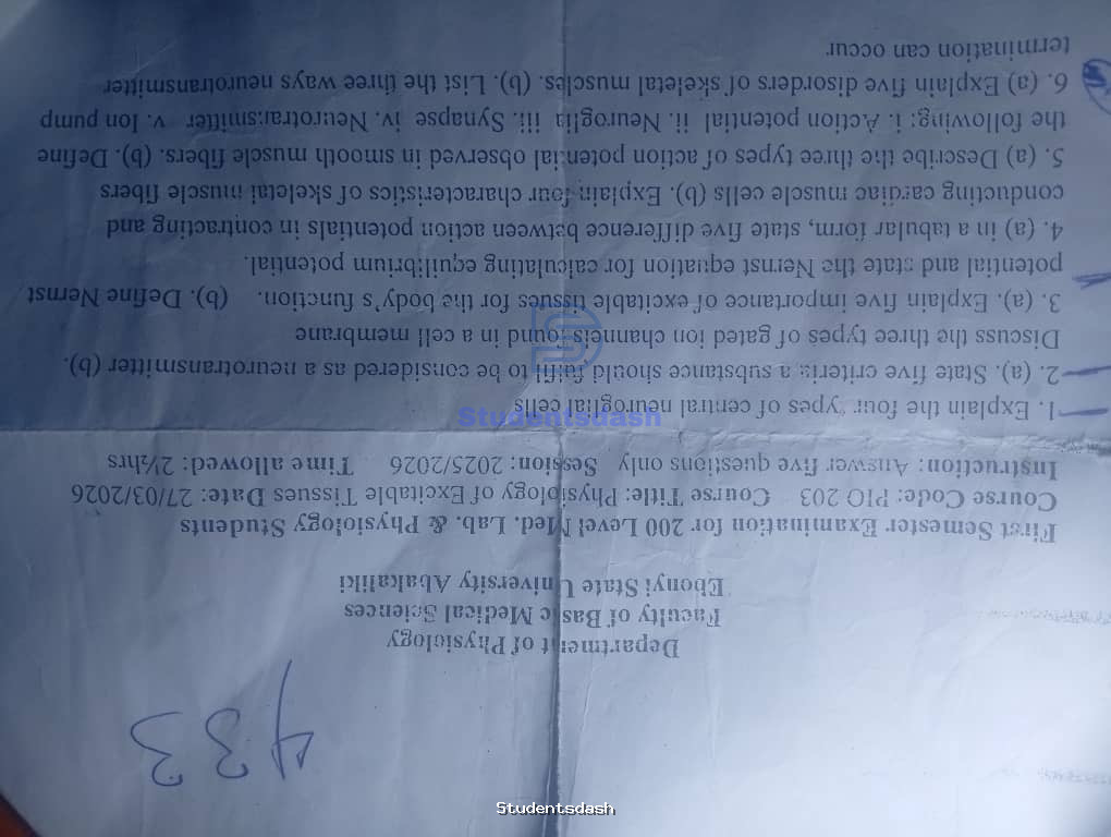PIO 203 Past Questions and Answers