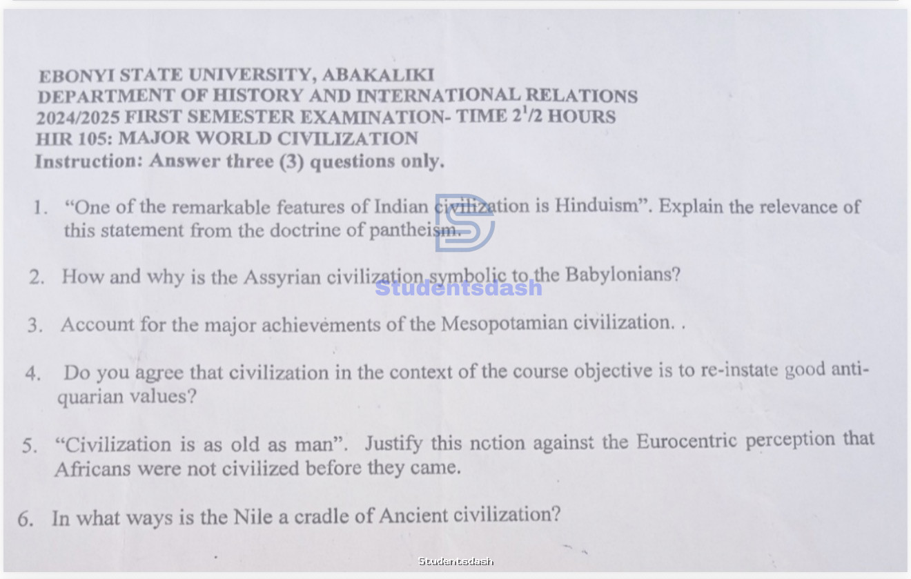 HIR 105 Past questions and answers