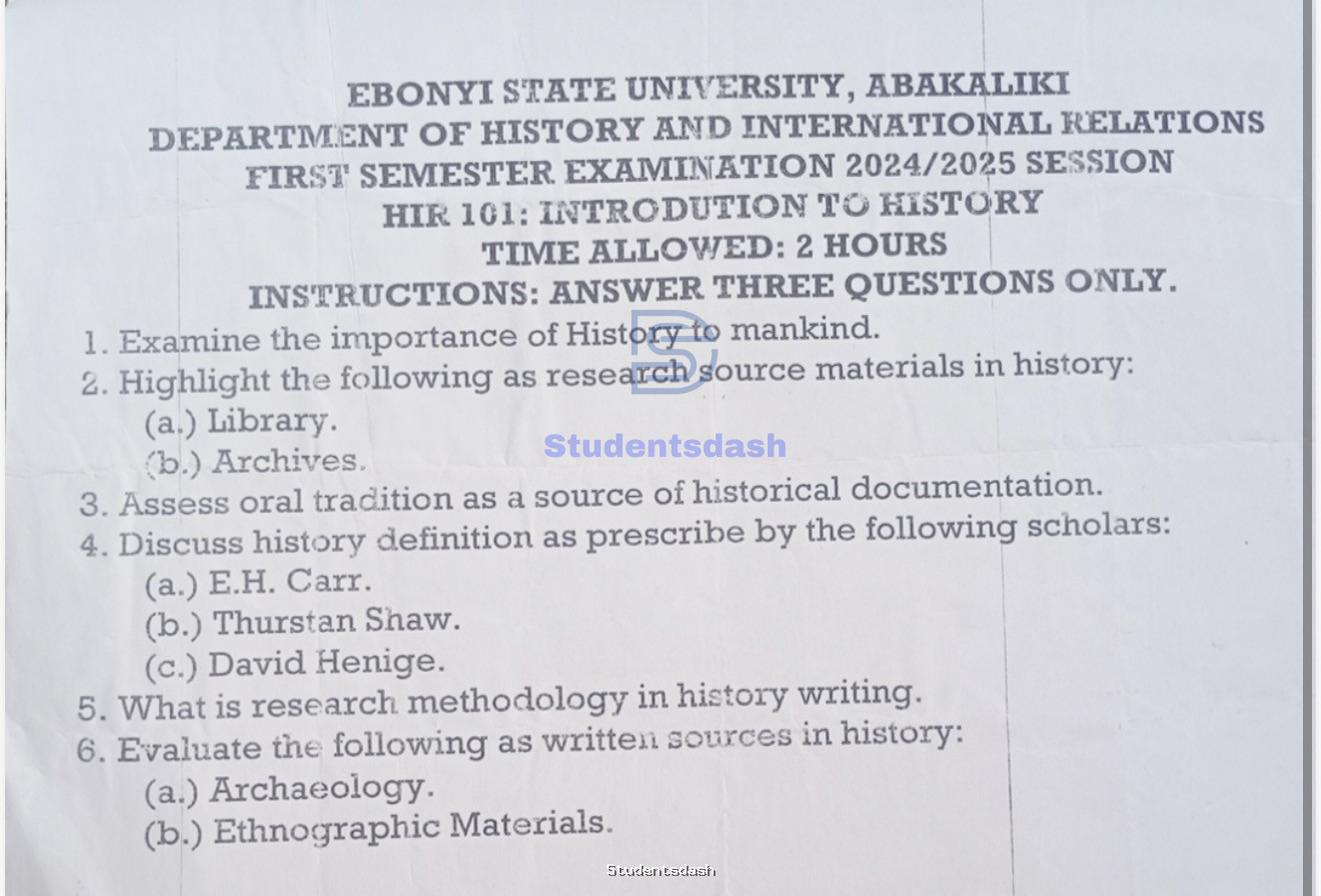 HIR 101 Past Questions and Answers