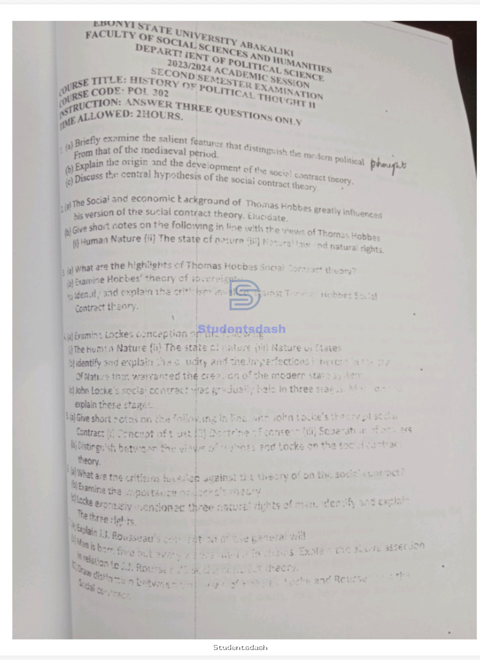POL 302 Past Questions and Answers