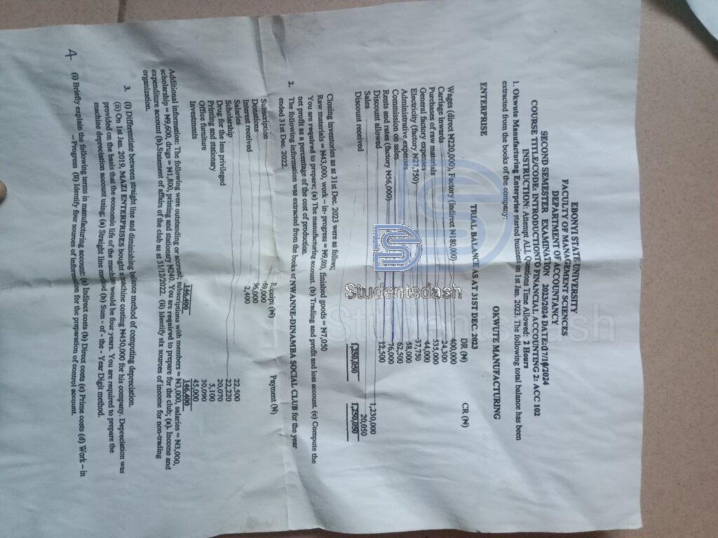 ACC 102 Past Questions and Answers 2023_2024