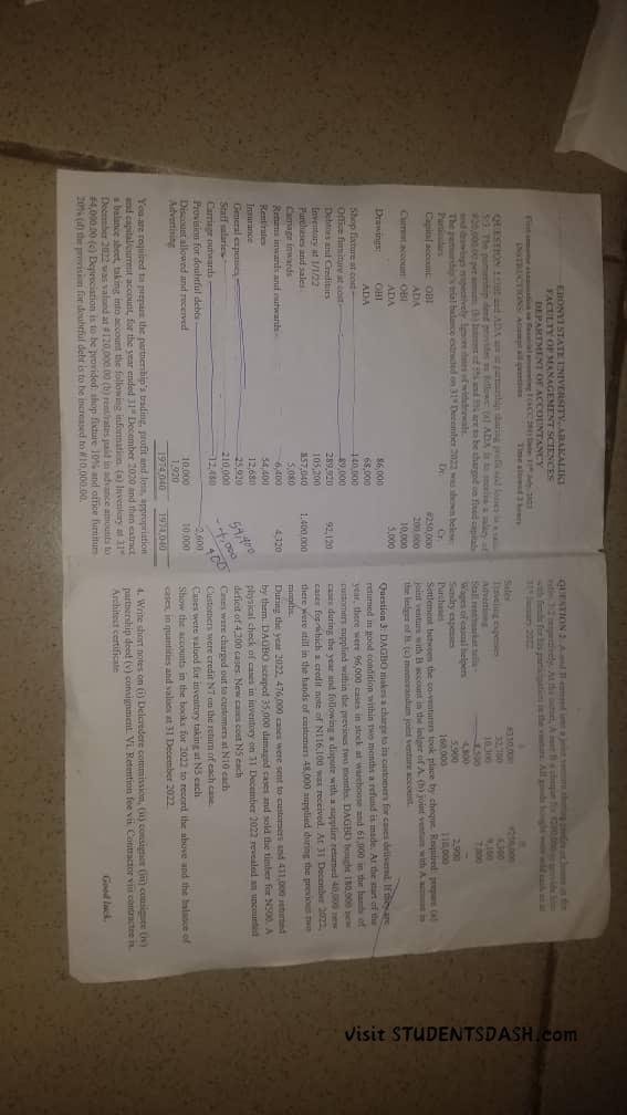 ACC 204 Past Questions and Answers
