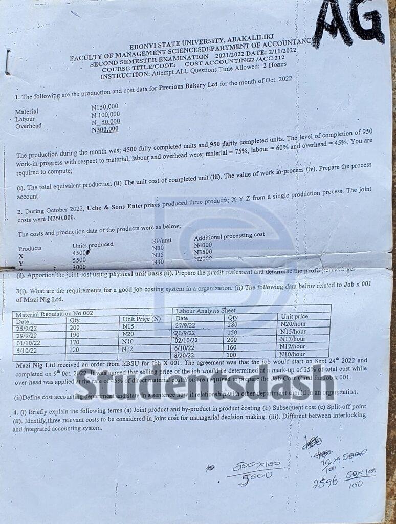 ACC 212 Past Question and Answers