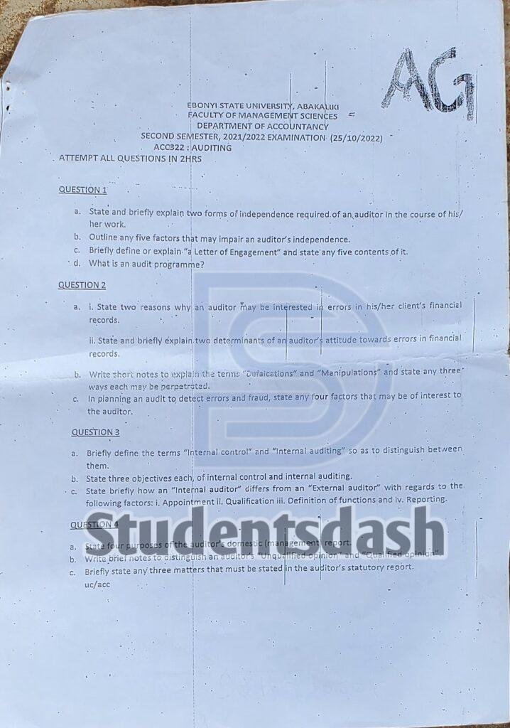 ACC 322 Past Questions and Answers