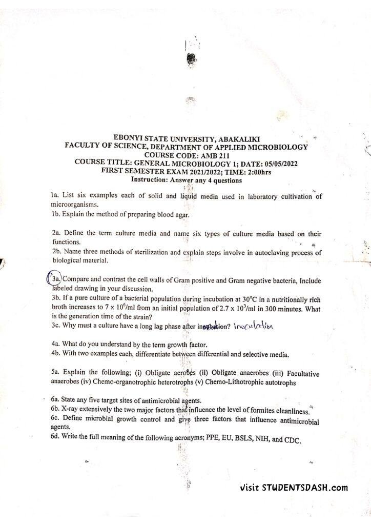 AMB 211 Past Questions and Answers