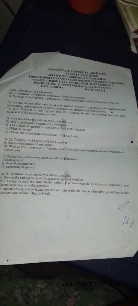 AMB 323 Past Questions and Answers