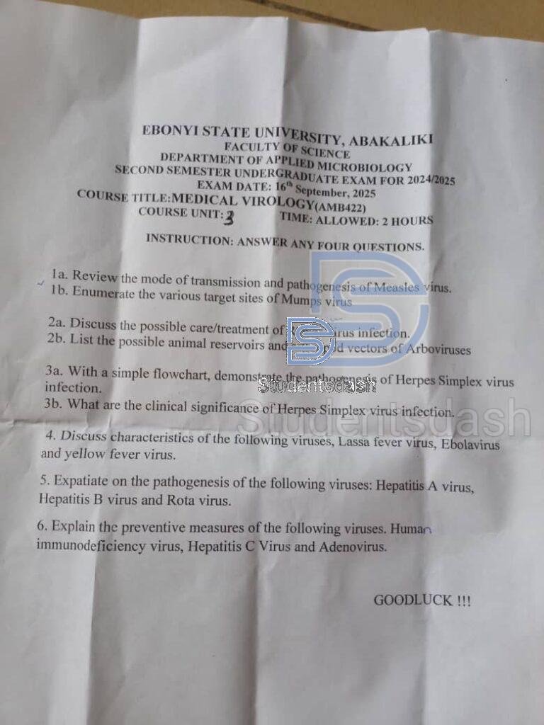 AMB 422 Past Questions and Answers