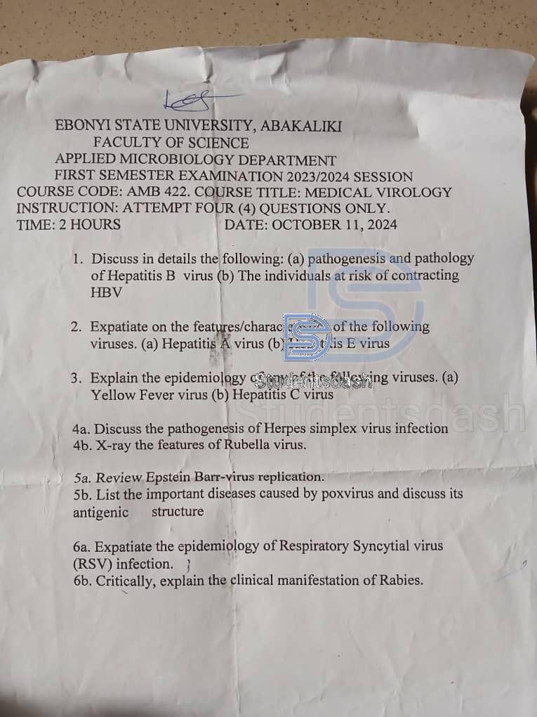 AMB 422 Past Questions and Answers 2024