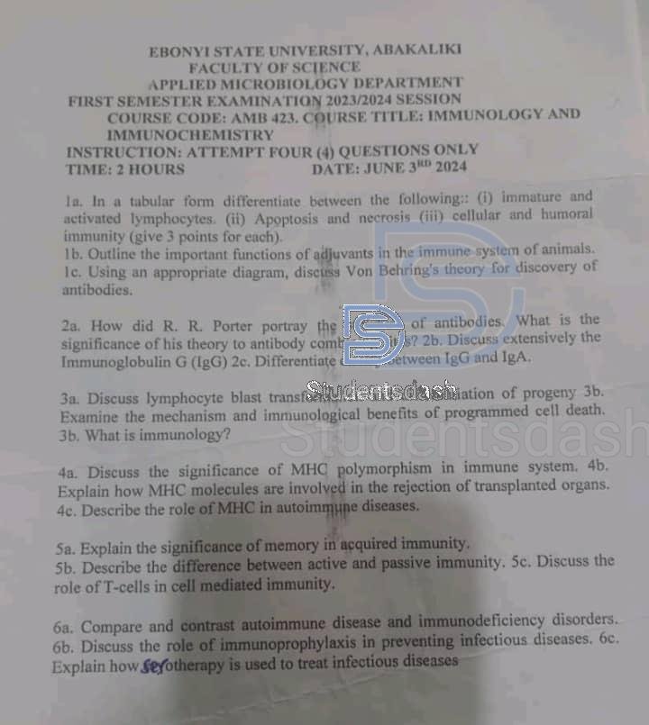 AMB 423 Past Questions and Answers 2025