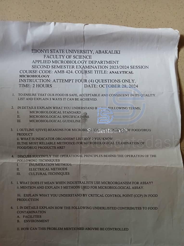AMB 424 Past Questions and Answers 2024