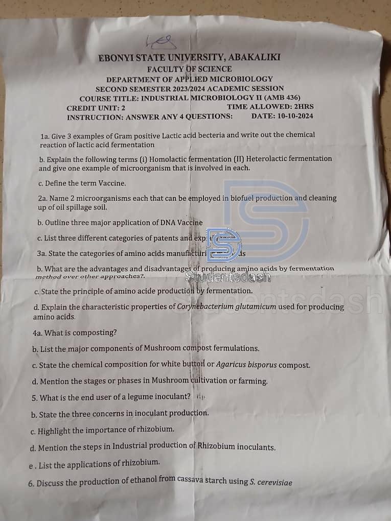 AMB 436 Past Questions and Answers 2024