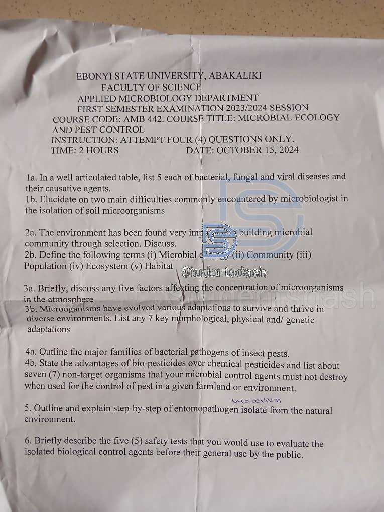 AMB 442 Past Questions and Answers 2024