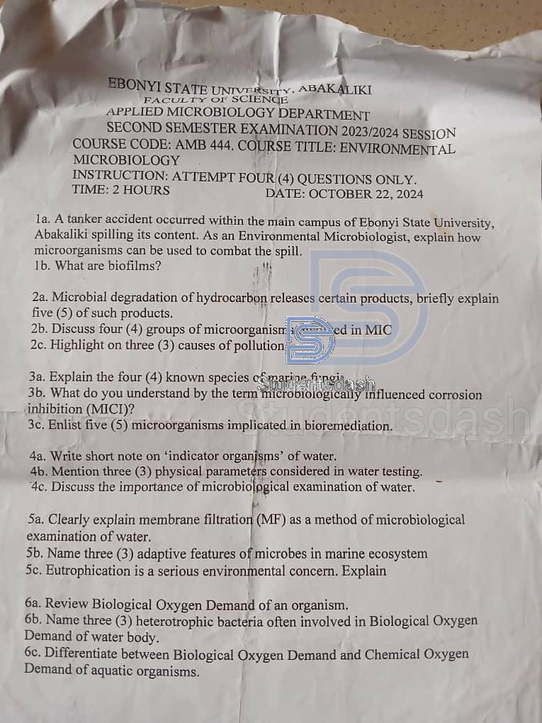 AMB 444 Past Questions and Answers 2024
