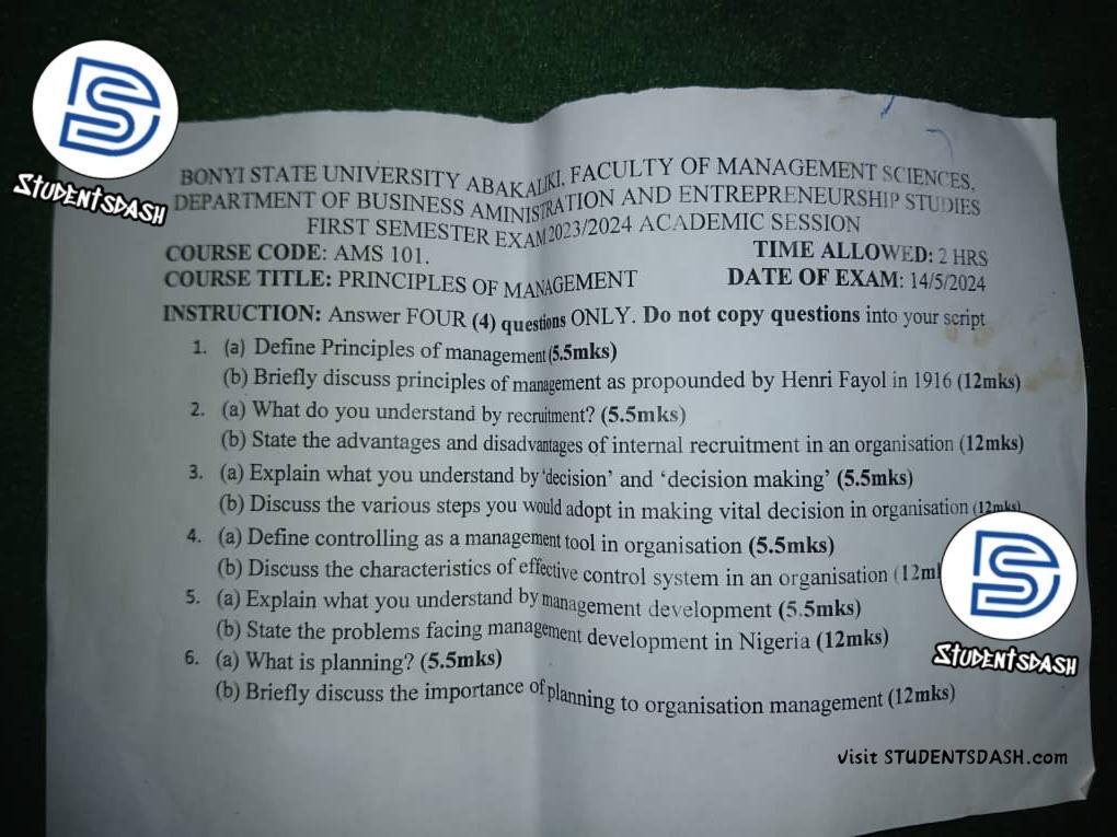 AMS 101 Past Questions and Answers 2023_2024
