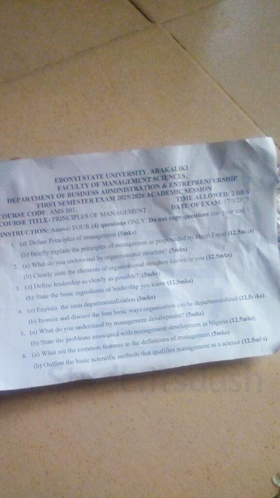 AMS 101 Past Questions and Answers 2025_2026