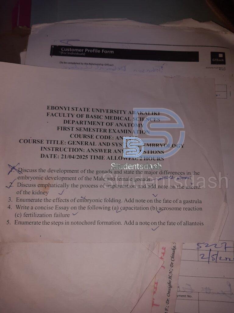 ANA 203 Past Questions and Answers 2024