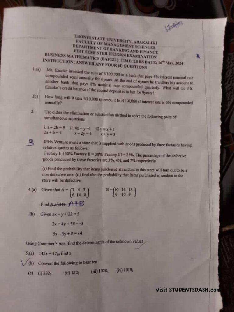 BAF 121 Past Questions and Answers