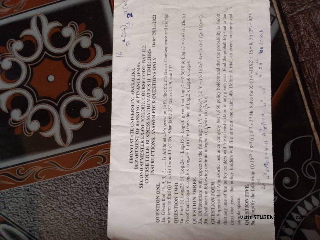BAF 122 Past Questions and Answers