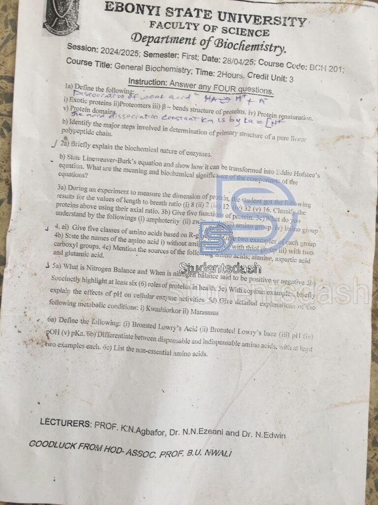 BCH 201 Past Questions and Answers 2023_2024