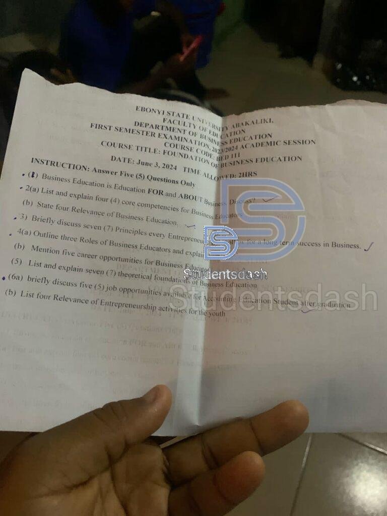 BED 111 Past Questions and Answers