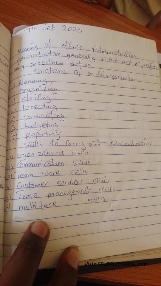 BED 121 NOTE – Office Administration & management