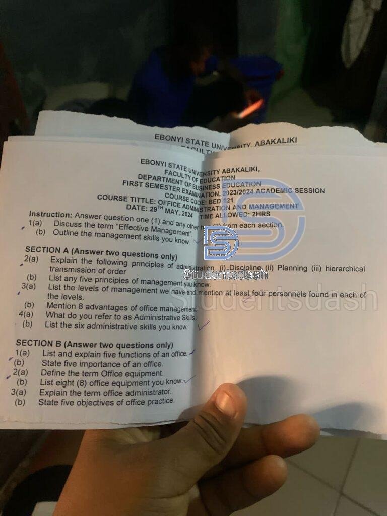 BED 121 Past Questions and Answers