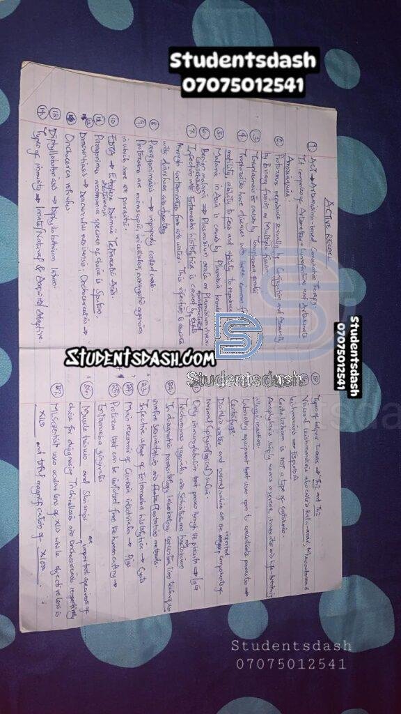 BIO 182 Medical Parasitology Answers