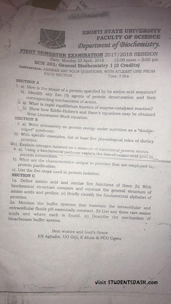 BIO 201 Past Questions and Answers
