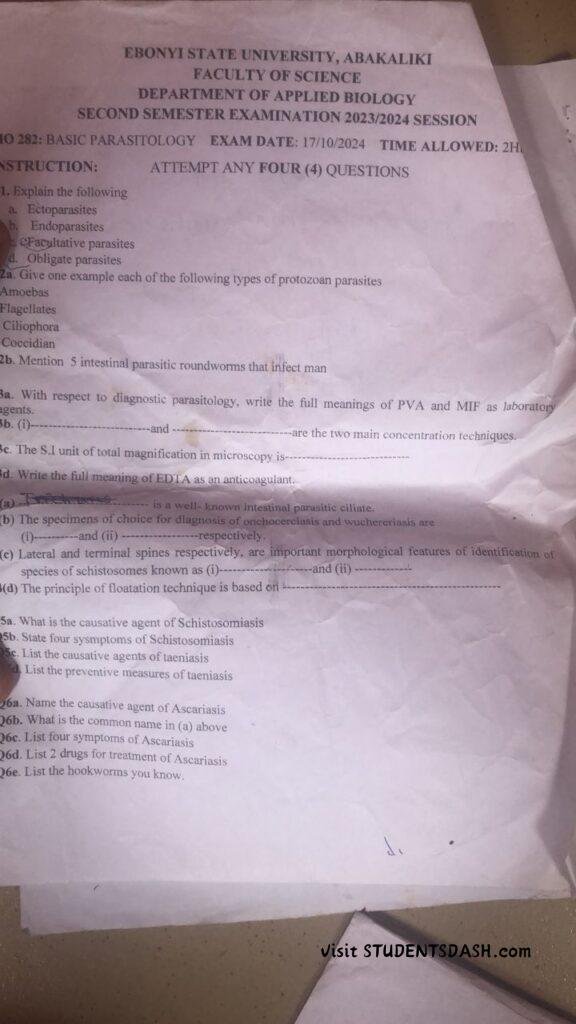 BIO 282 Past Questions and Answers