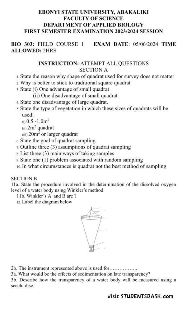 BIO 303 Past Questions and Answers