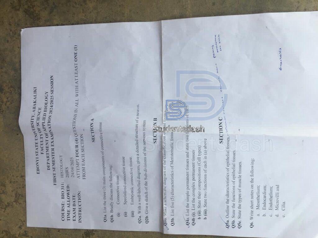 BIO 311 Past Questions and Answers