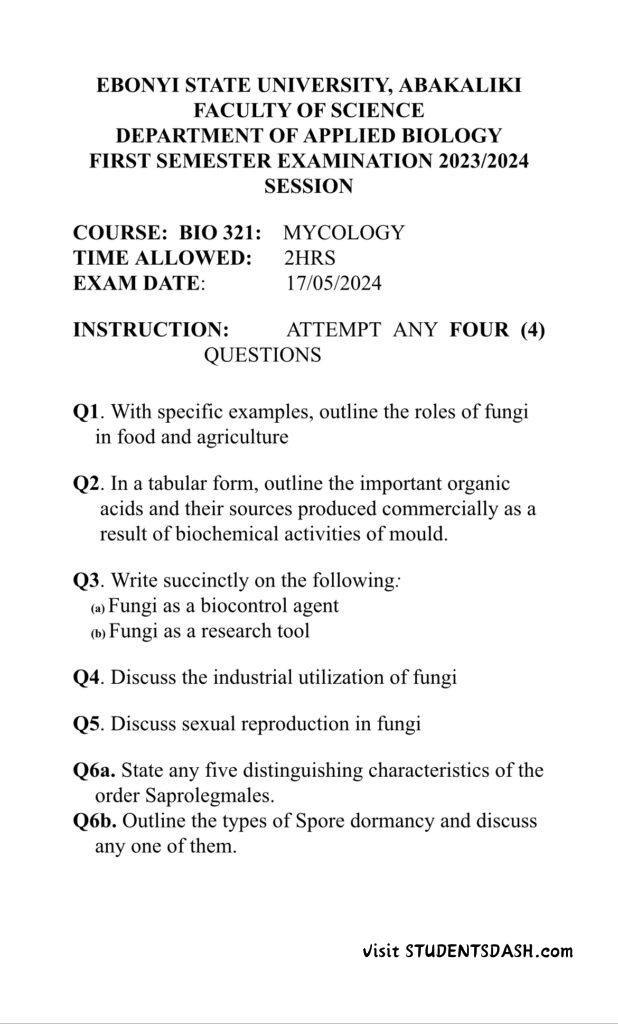BIO 321 Past Questions and Answers 2