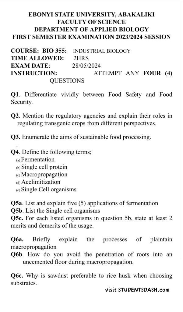 BIO 355 Past Questions and Answers