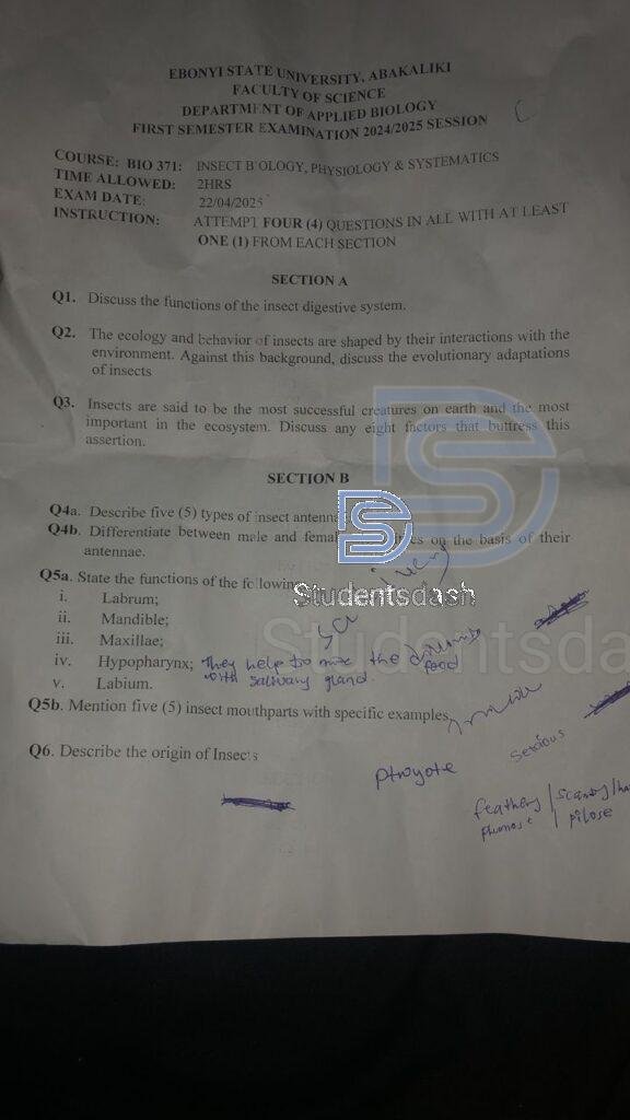 BIO 371 Past Questions and Answers 2025