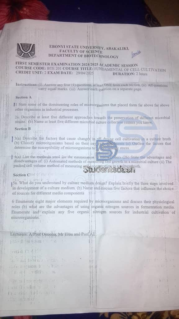 BTE 201 Past Questions and Answers 2025