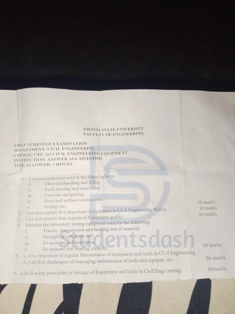 CEE 111 Past Question and Answers