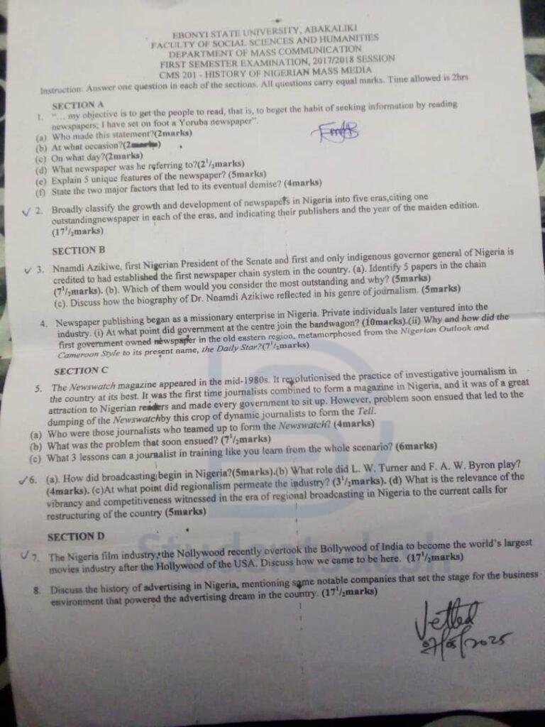CMS 201 Past Question and Answers