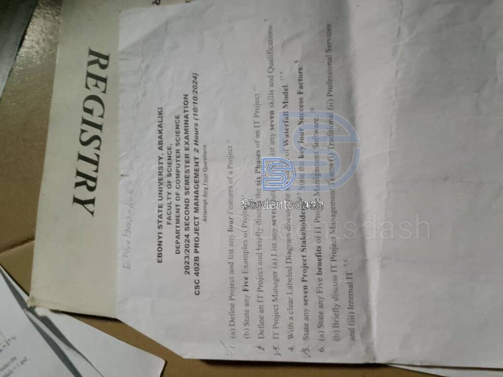 CSC 402 Past Questions and Answers