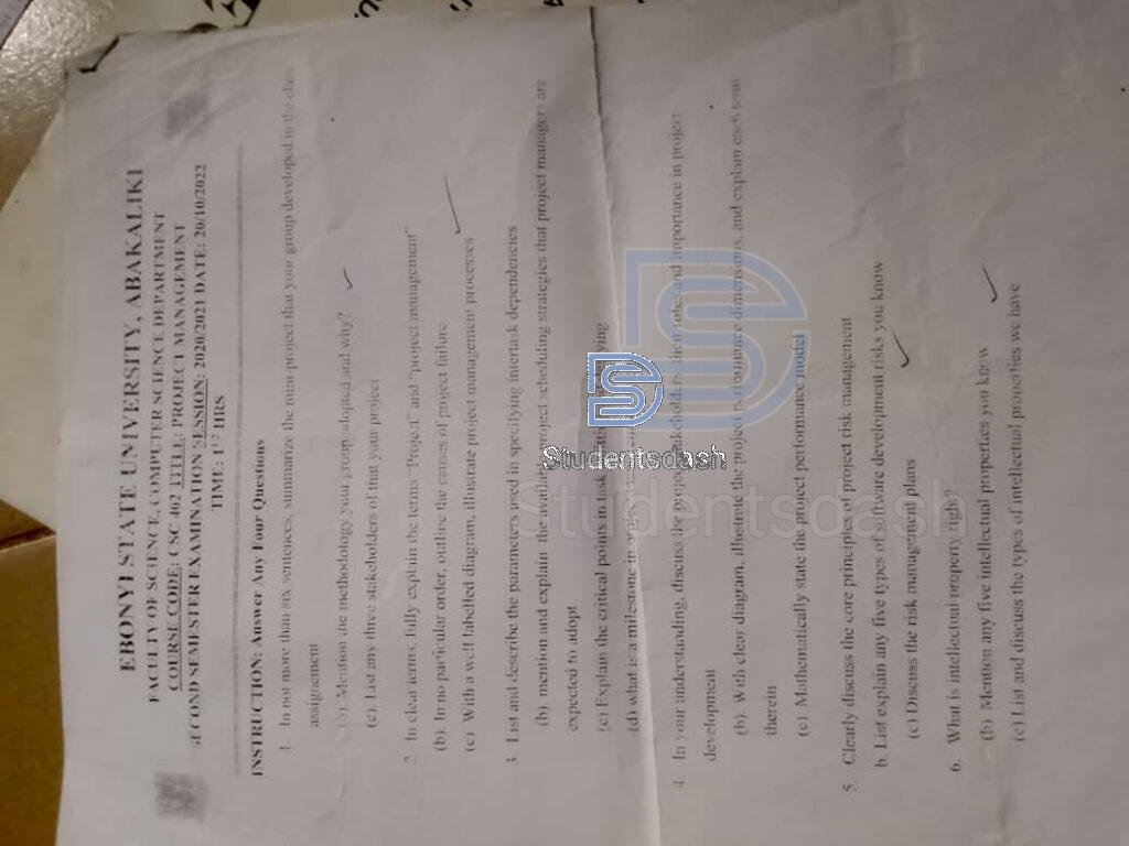 CSC 402 Past Questions and Answers 2020_2021
