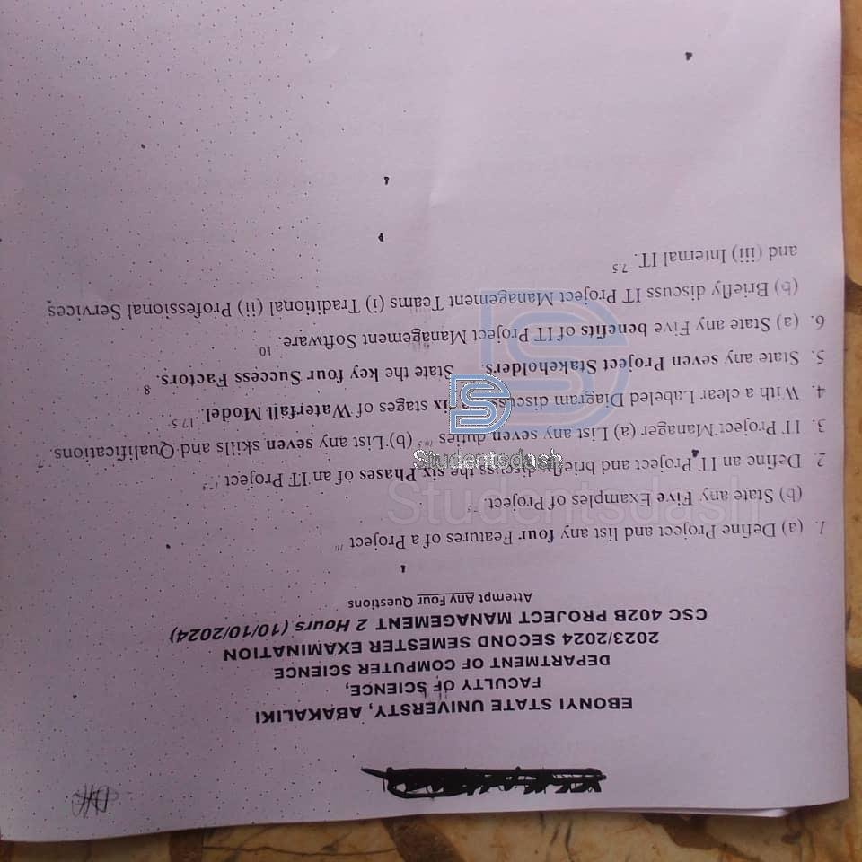 CSC 402B Past Questions and Answers 2024