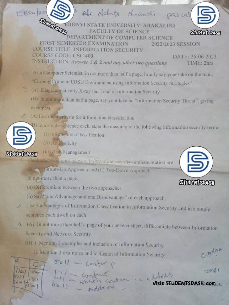 CSC 403 Past Questions and Answers