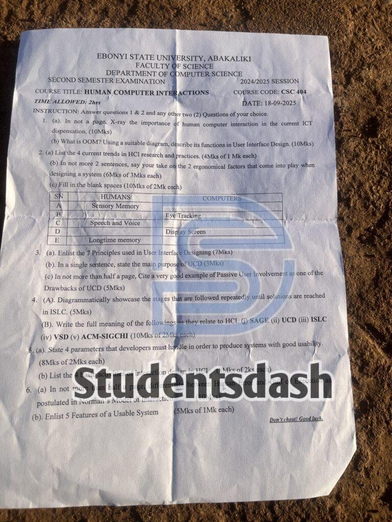CSC 404 Past Questions and Answers