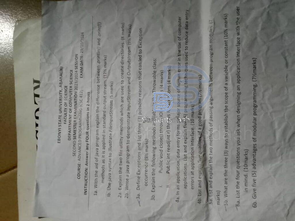 CSC 412 Past Questions And Answers 2024